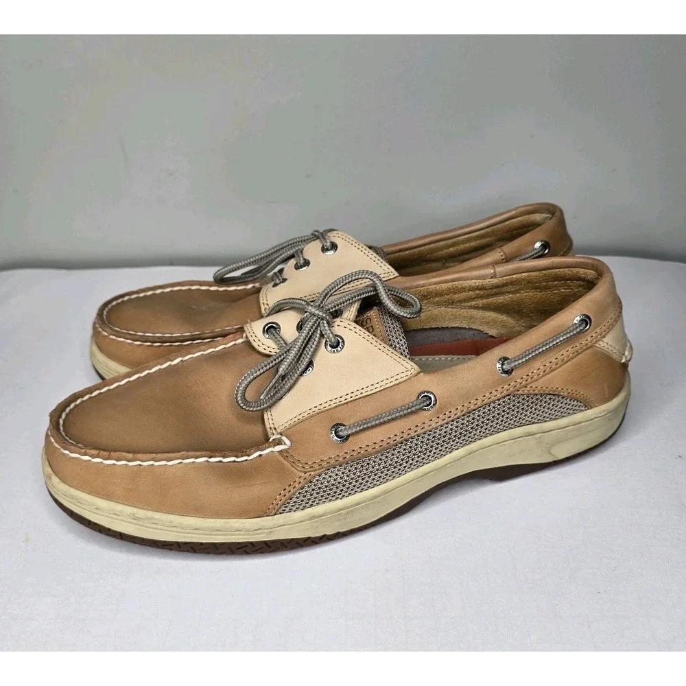 Sperry Shoes Mens 12 Brown Leather Top Sider Boat Deck Moc Toe Casual Comfort